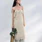 Lightweight lace trim raw-edge elegant dress with a belt | 3 color