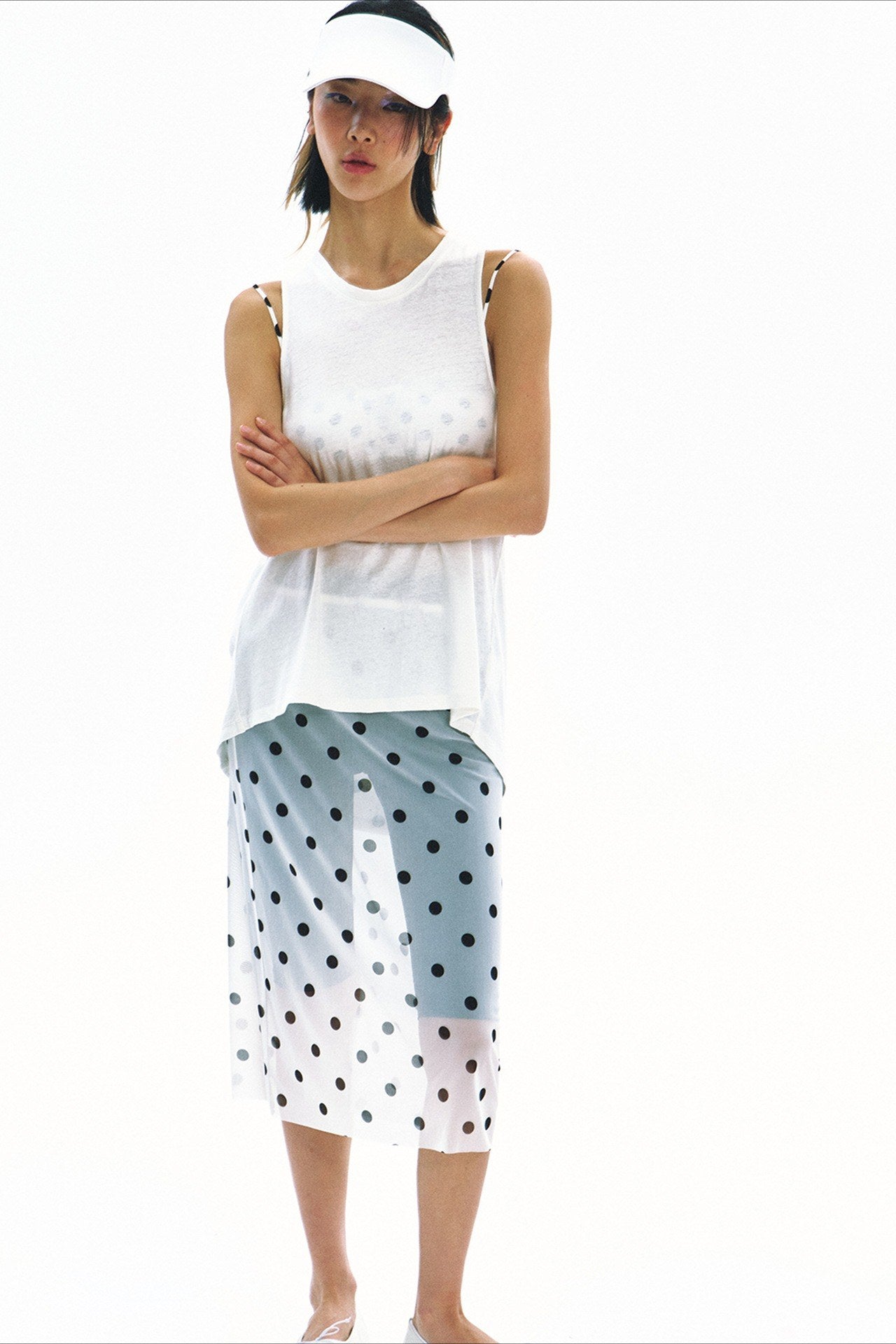 Stretch straight-fit sheer midi skirt | 3 color
