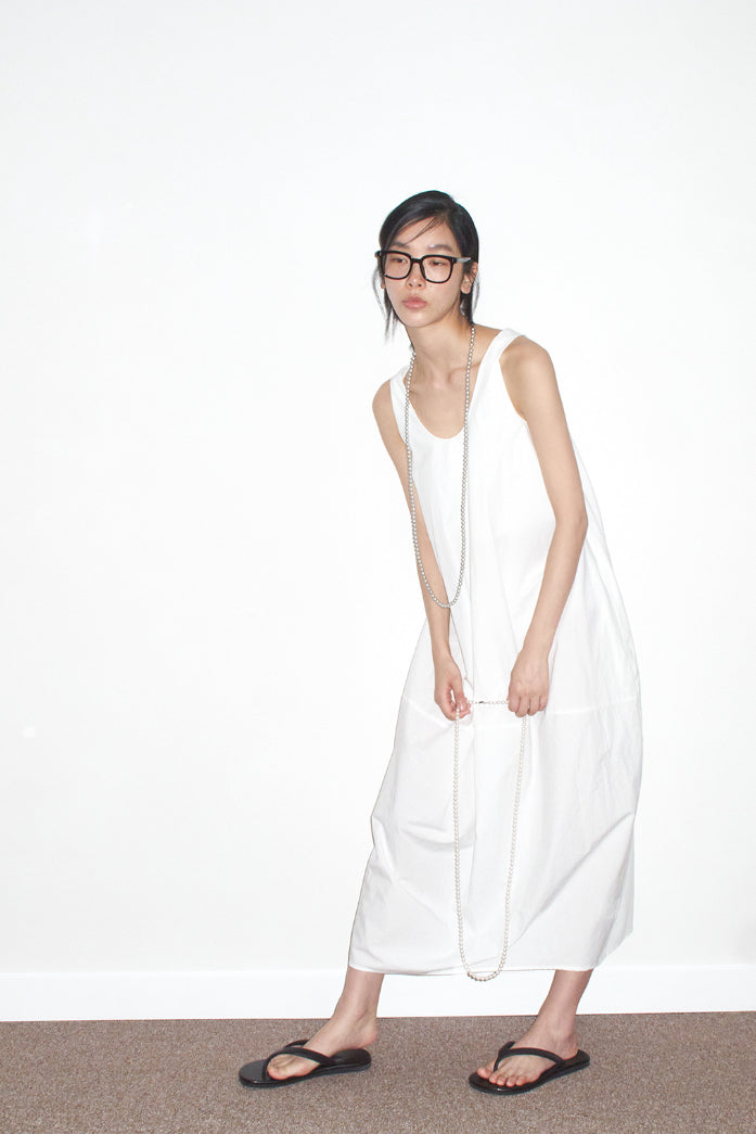 Cotton blend linen  back-knot starfruit-shaped vest dress | 3 color