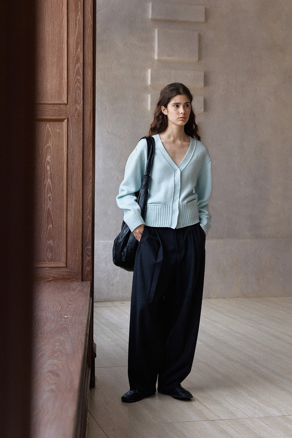 Wool blend wide-leg banana casual pants | 5 color