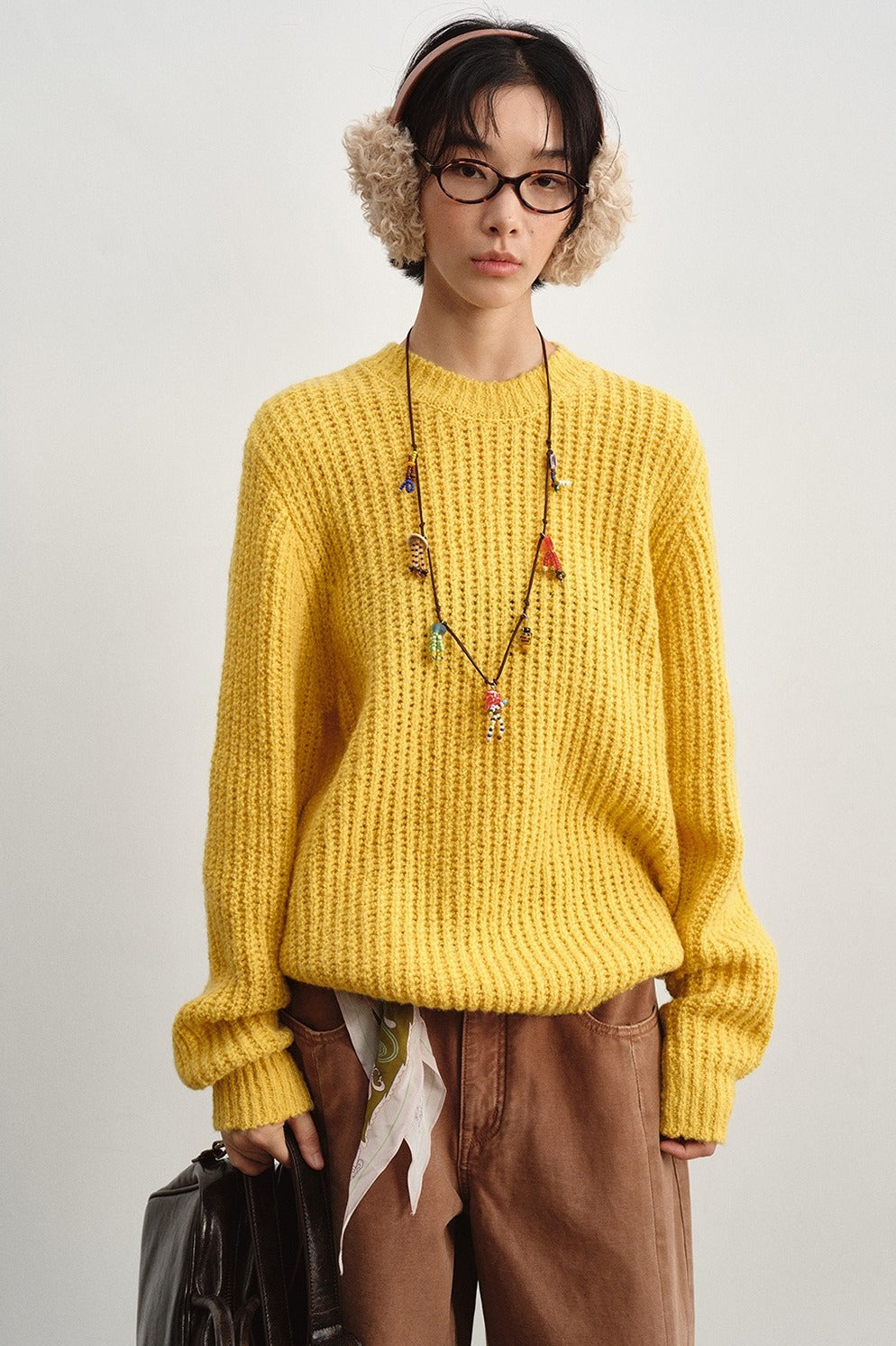 Wool riched chunky knit texture sweater | 3 color