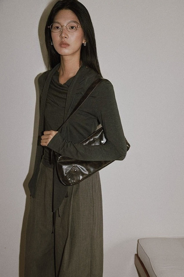 Slim elastic rib cuffs base knit t-shirt | 3 color