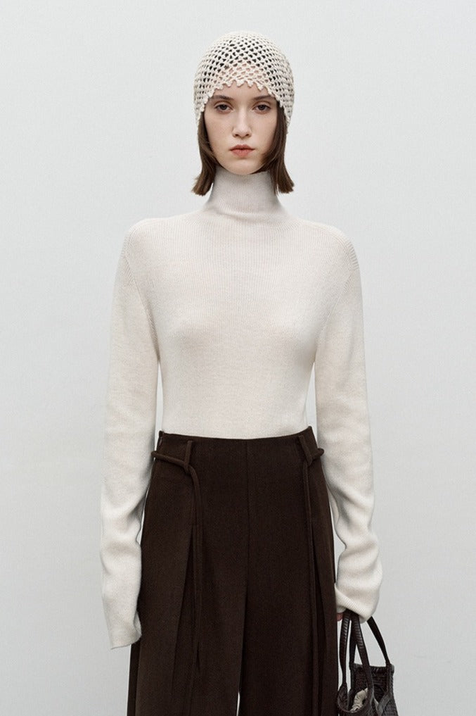 Wool blend seamless knit knitwear | 3 color