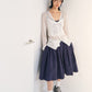 Textured cotton midi skirt with lace trim | 4 color
