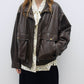 Relaxed-fit soft PU coating jacket | 3 color