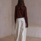 Cotton blend curved loose pants | 4 color