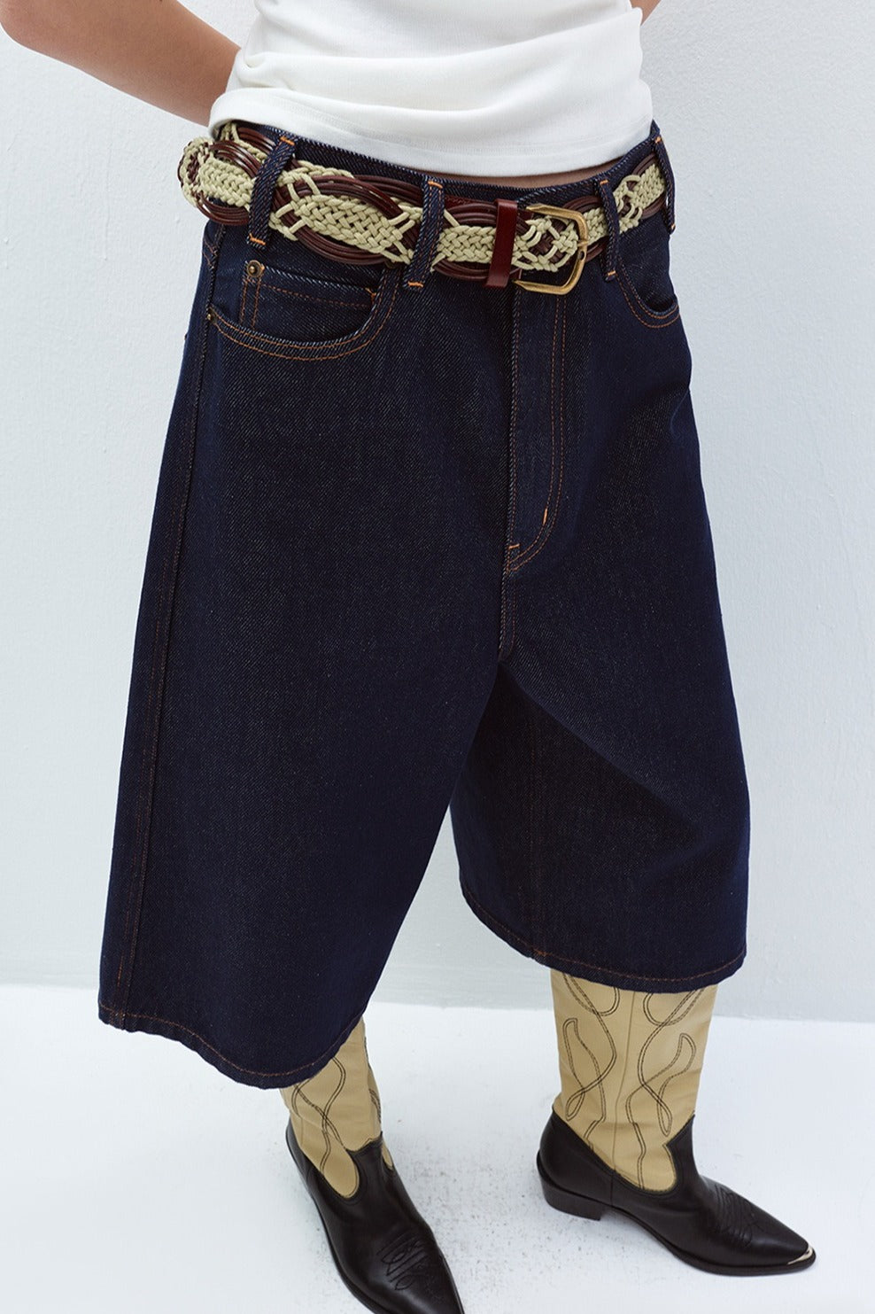 Washed denim culottes | 4 color