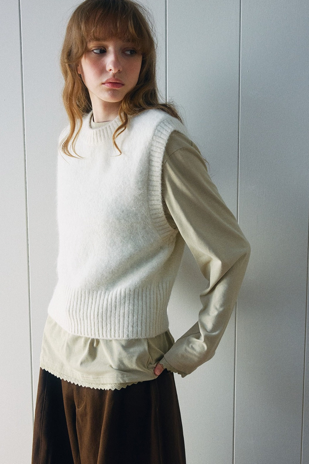 Alpaca blend minimalist cropped vest | 4 color