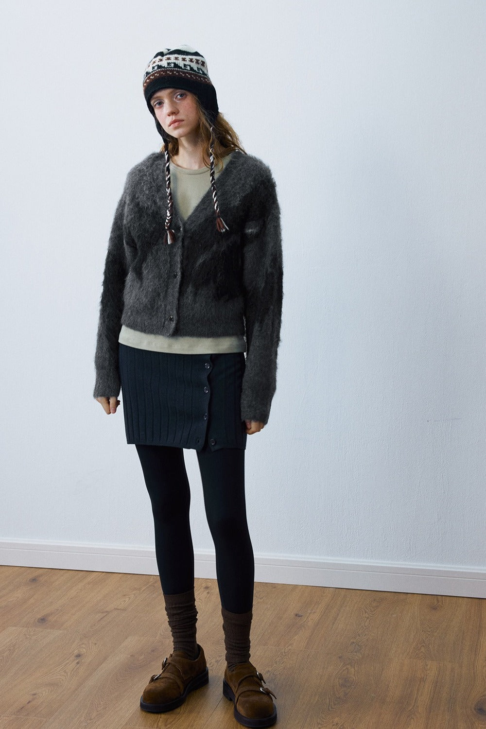 Alpaca blend V-neck casual cardigan | 3 color