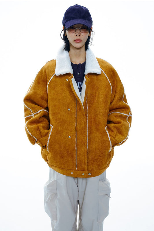 Contrast design oversized bomber jacket | 3 color