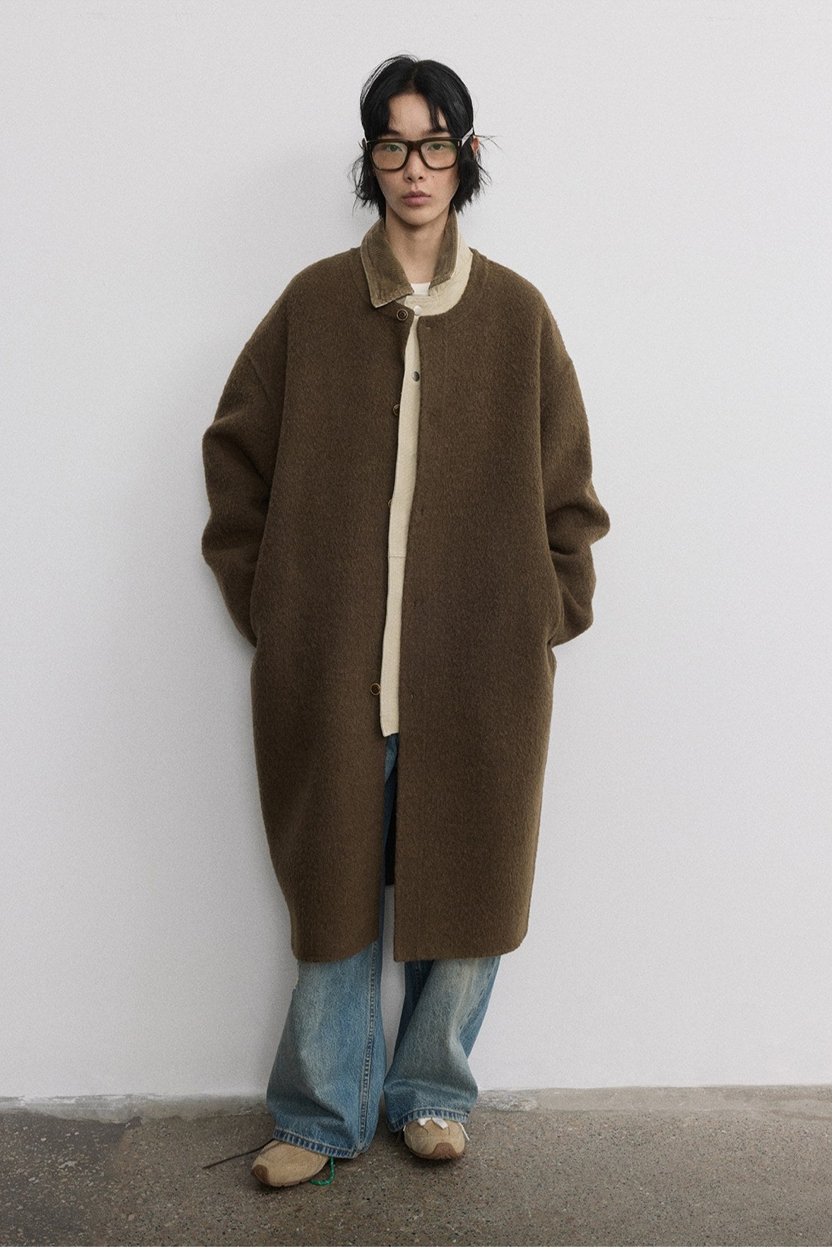 Sheep wool-riched double-sided cocoon shape coat | 2 color