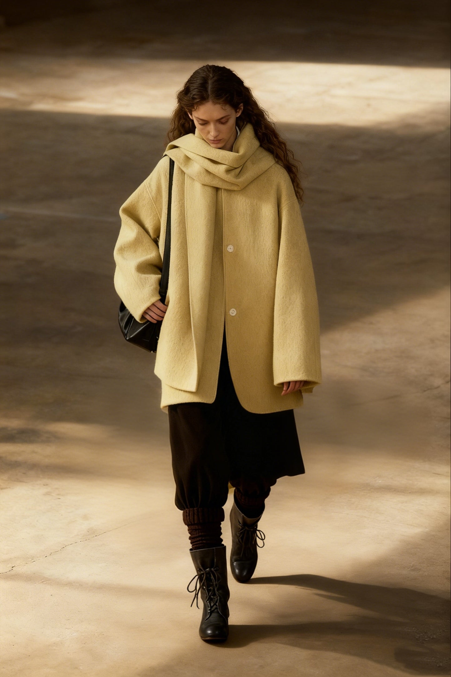 Wool blend double-faced mid-length coat | 3 color
