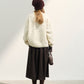 Wool riched openwork knit pattern loose sweater | 4 color