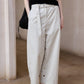Cotton blend comfortable straight-leg pants with a belt | 3 color