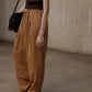 Cotton blend wide leg tapered hem pants | 2 color