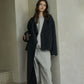 Wool-alpaca scarf-collar elegant jacket | 3 color
