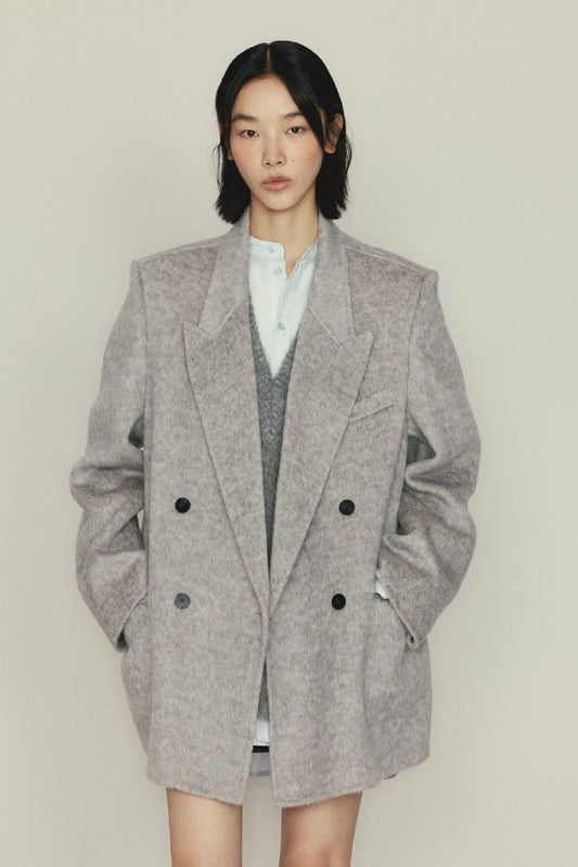 Wool x mulberry silk x rabbit hair jacket | 3 color