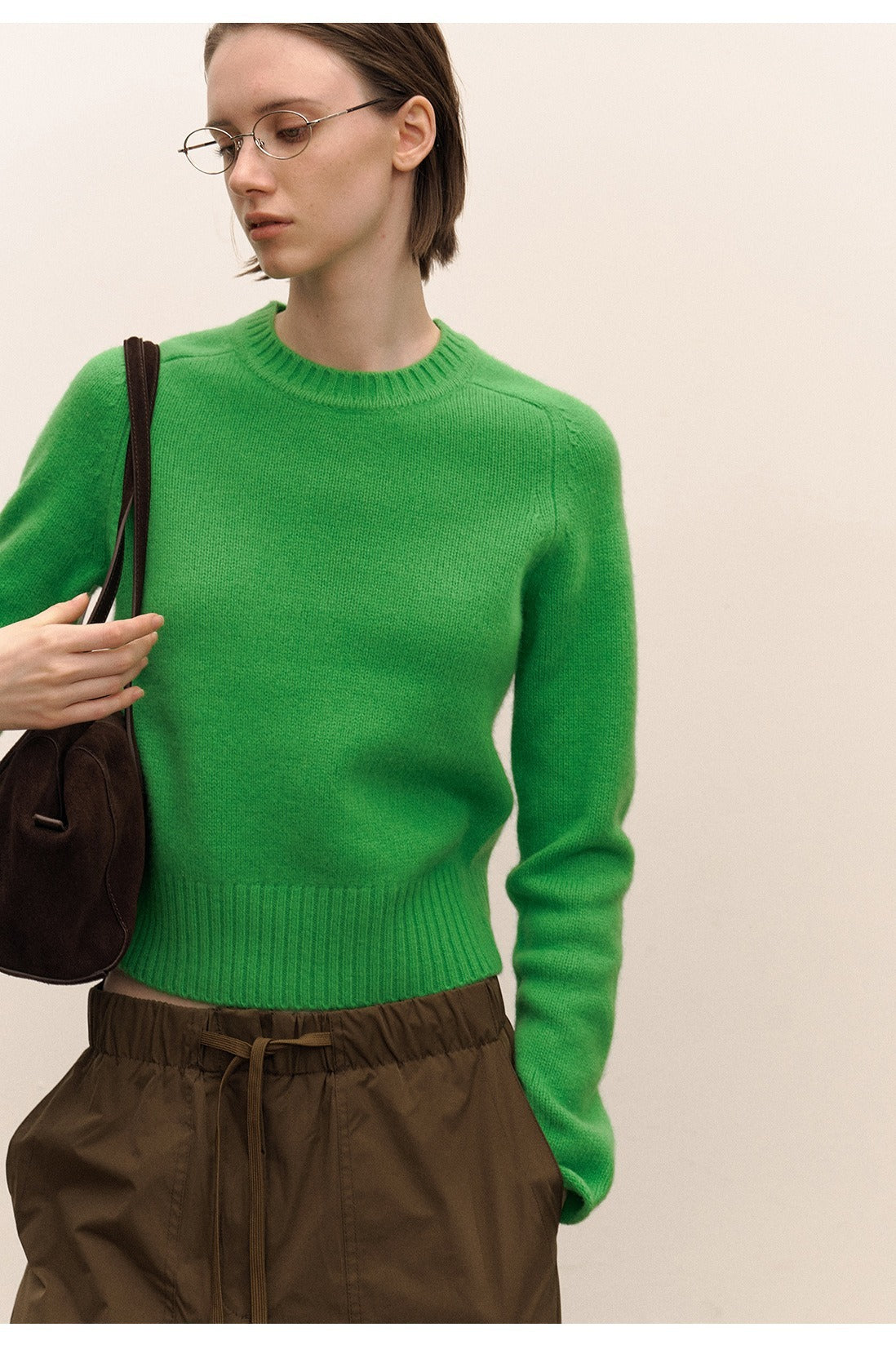 100% wool minimalist cropped sweater