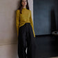 Cotton blend strong silhouette cocoon shape loose pants | 4 color