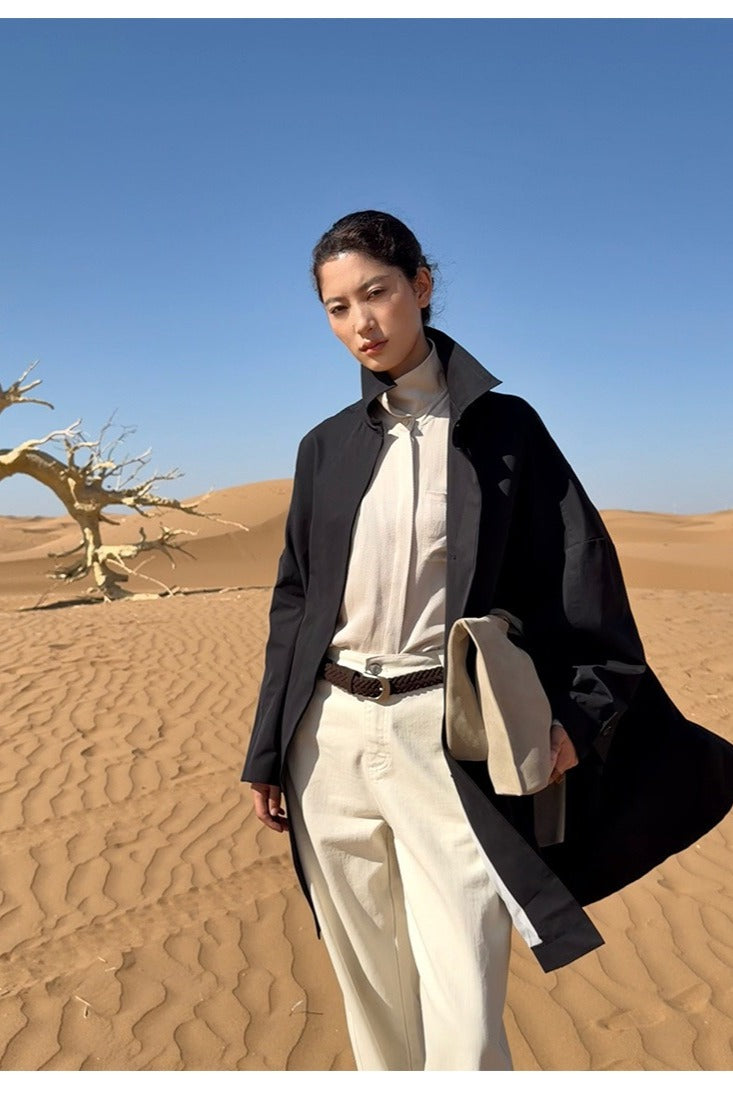 Relaxed cut mid-length trench coat | 2 color