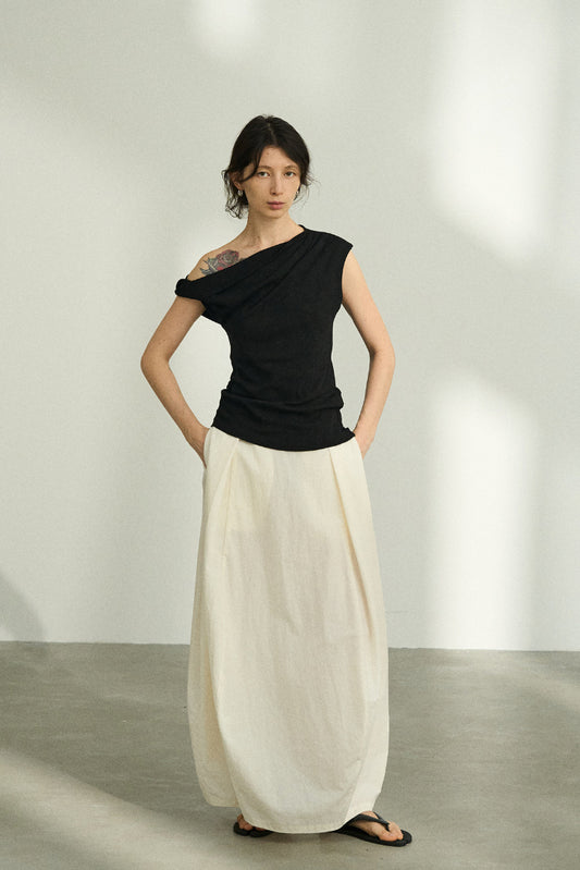 Bud-shaped cotton blend skirt | 2 color