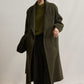 Wool blend alpaca peak lapel overcoat with scarf | 3color