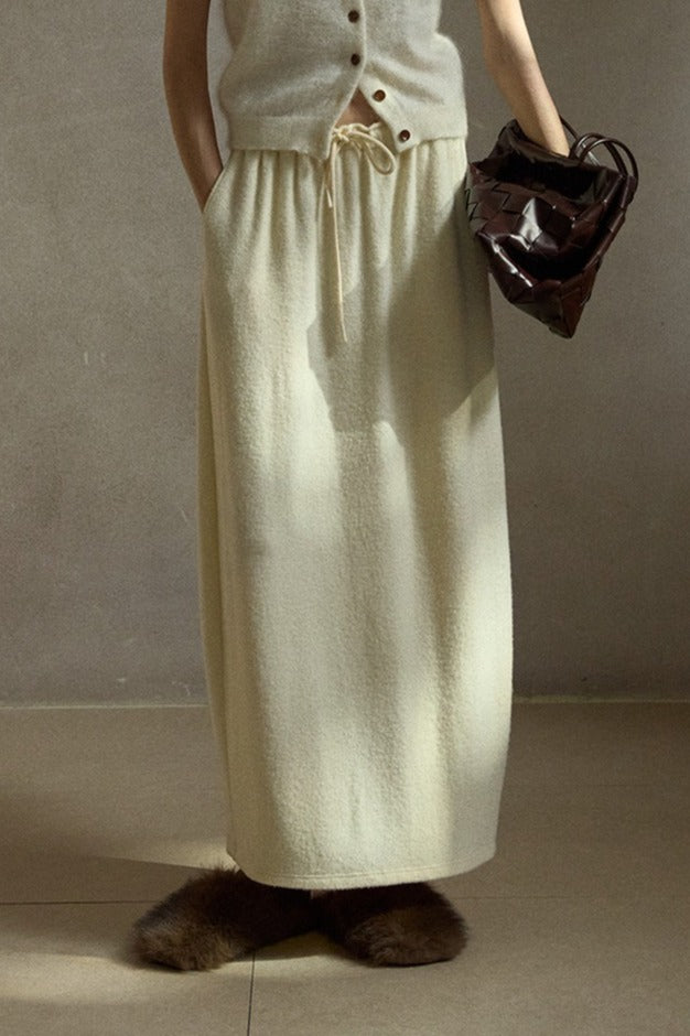 Soft loop-fleece knit skirt | 3 color