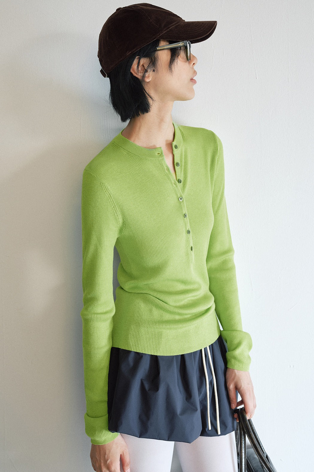 Wool blend fit henley collar knitwear | 5 color