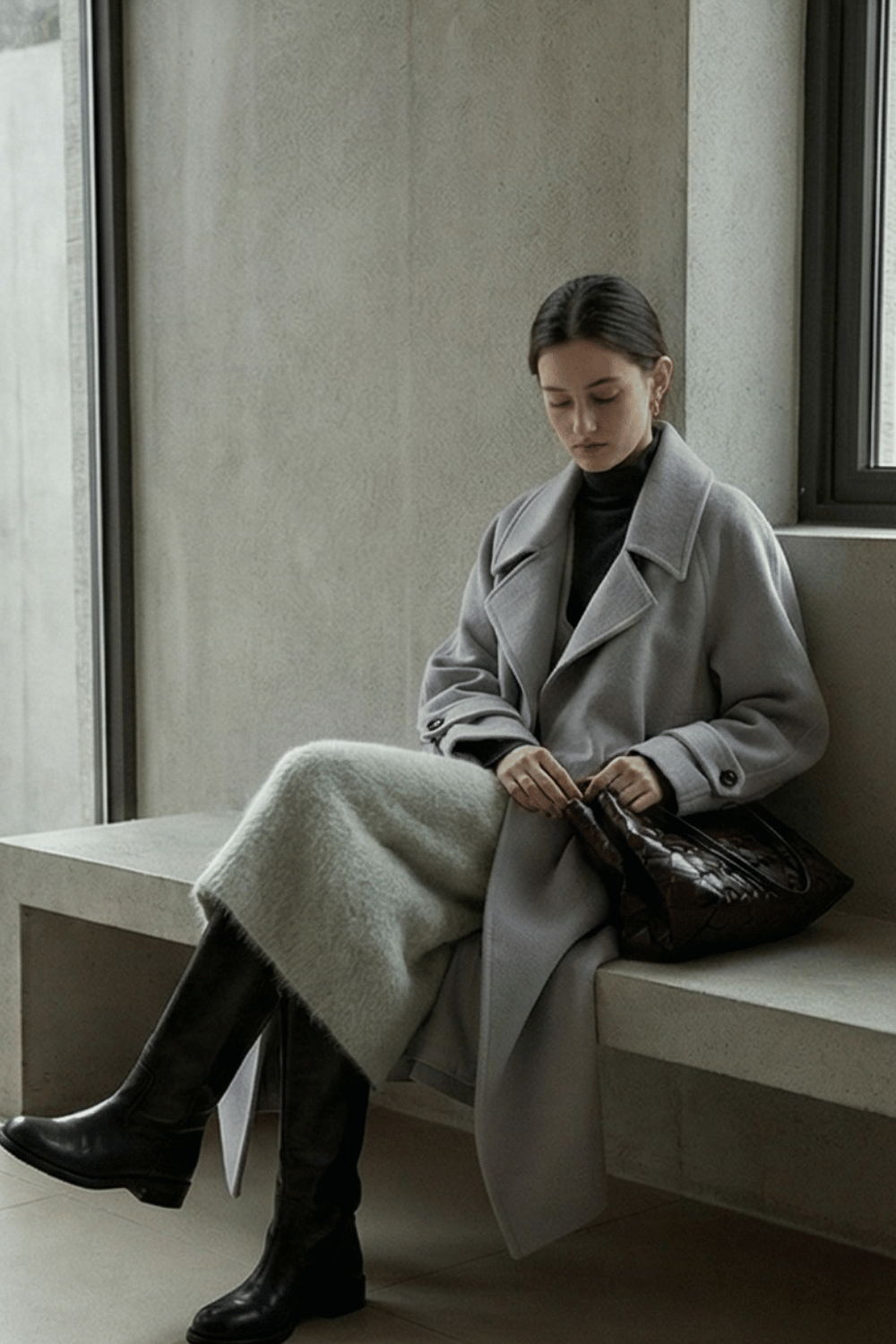 Classic 100% wool double-faced waist-cinched coat | 2 color