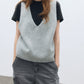 100% wool rolled edge v-neck vest | 4 color