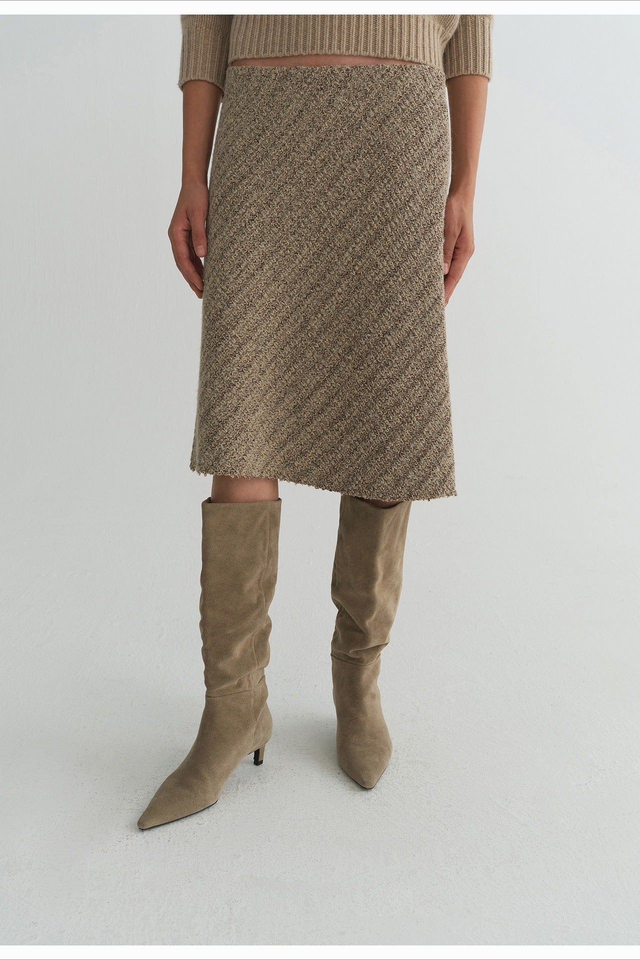 Stripe knit midi skirt | 2 color
