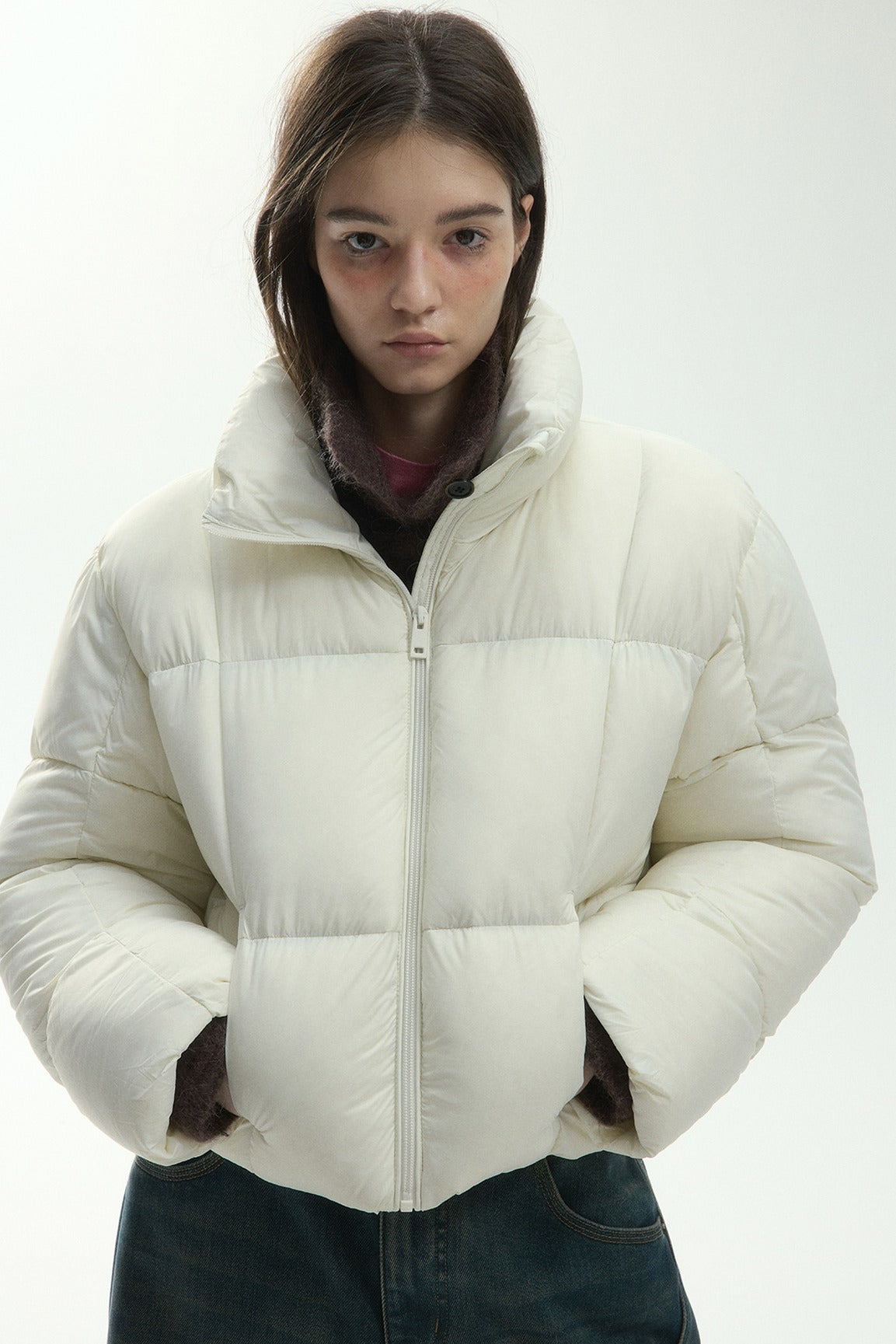 Stand-up collar chic style short down jacket | 4 color