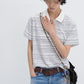 Cotton blend stripped pattern polo t-shirt | 3 color