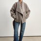 Wool-silk-alpaca relaxed fit large lapel jacket | 2 color