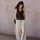 Lyocell blend cotton relaxed-fit tapered ankle pants