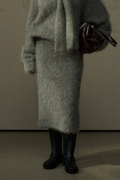 Falda elástica y esponjosa de mezcla de alpaca | 3 colores