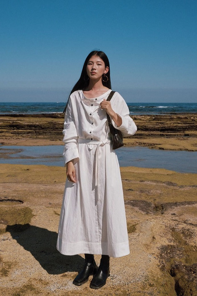 Tencel-modal-nylon blend wrap shirt-dress | 3 color