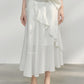 100% lyocell ruffled edge irregular hem soft skirt | 4 color