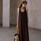 100% cotton pleated U-neck sleeveless dress | 3 color
