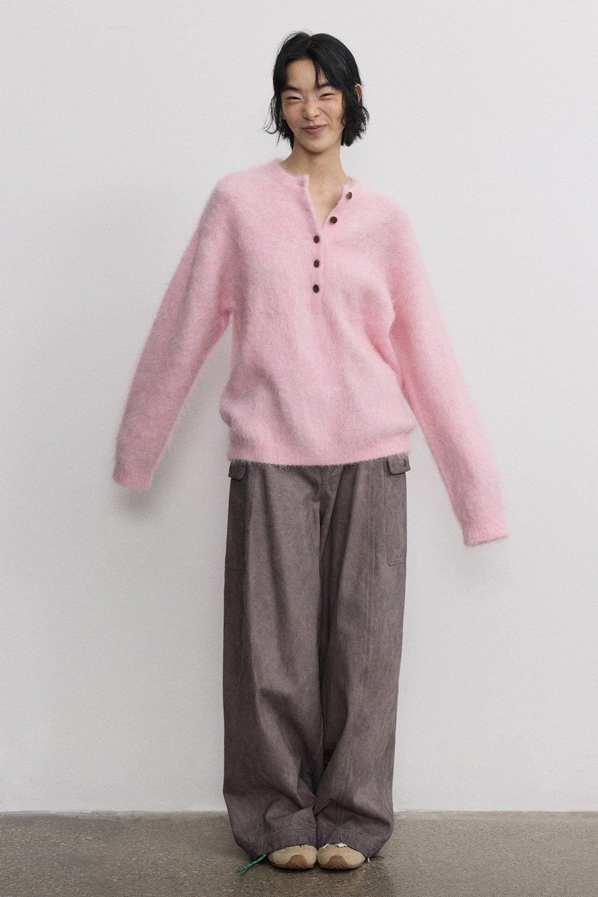 Alpaca wool blended oversized sweater | 4 color