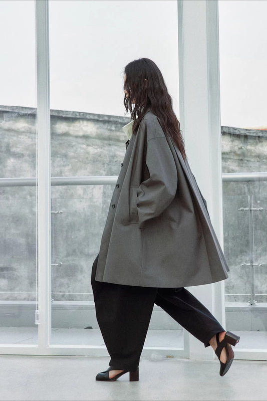 Cotton Minimalist Umbrella Oversized Trench Coat