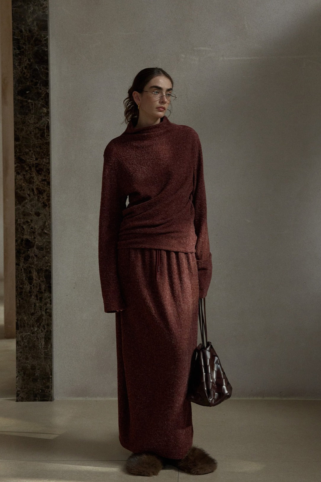 Soft loop-fleece knit skirt | 3 color