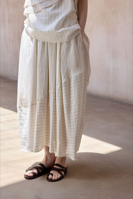 Viscose blend peplum shape lightweight skirt | 3 color