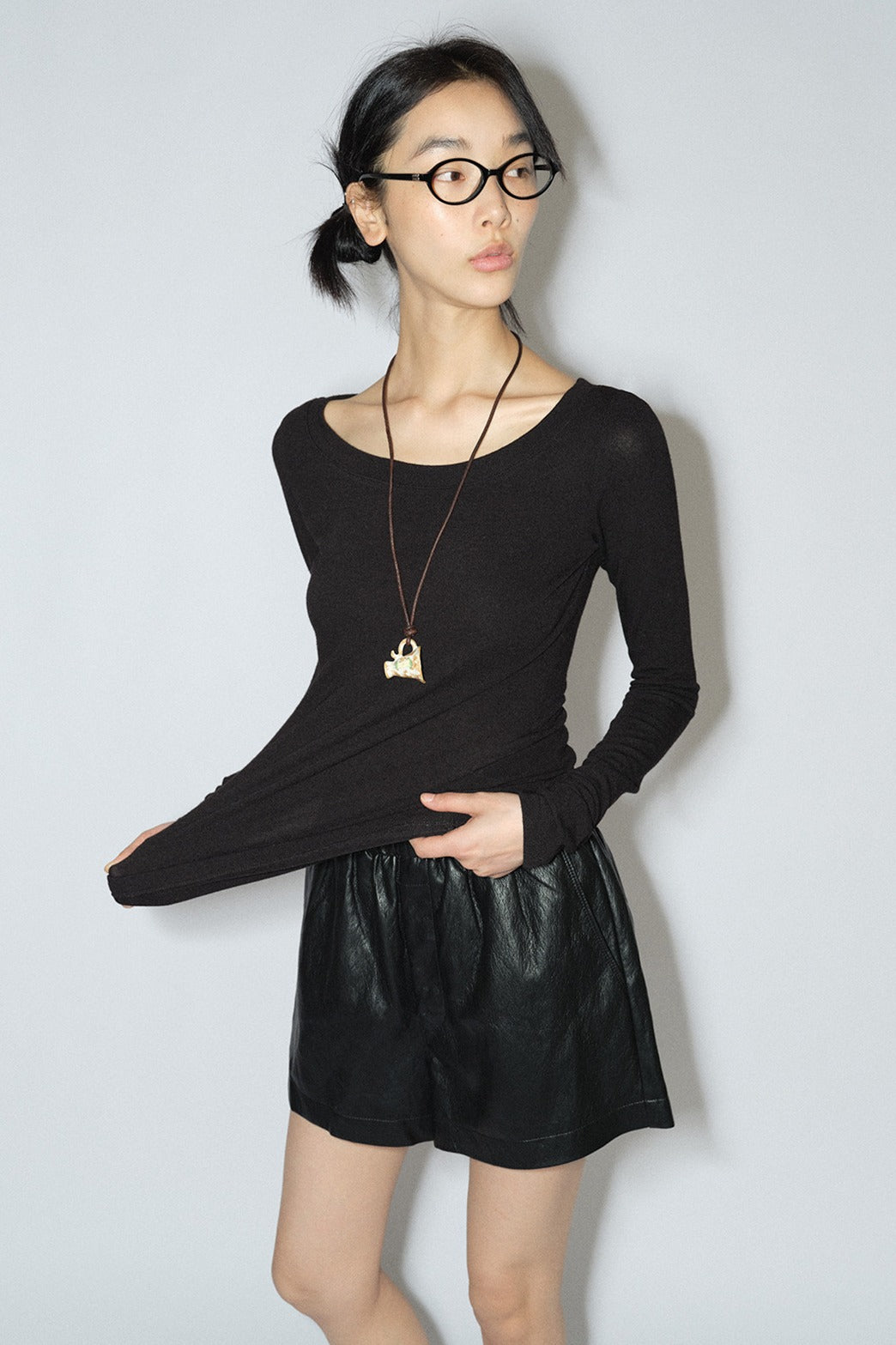 Elastic boat neck knit base top | 3 color