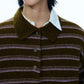 Wool blend loose-fit striped polo sweater | 4 color