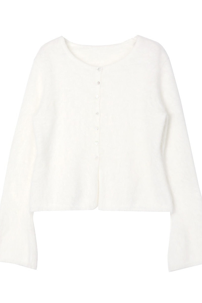 Otter-fleece blend waisted plush cardigan | 2 color