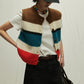 Wool blend fitted color-block striped vest | 3 color