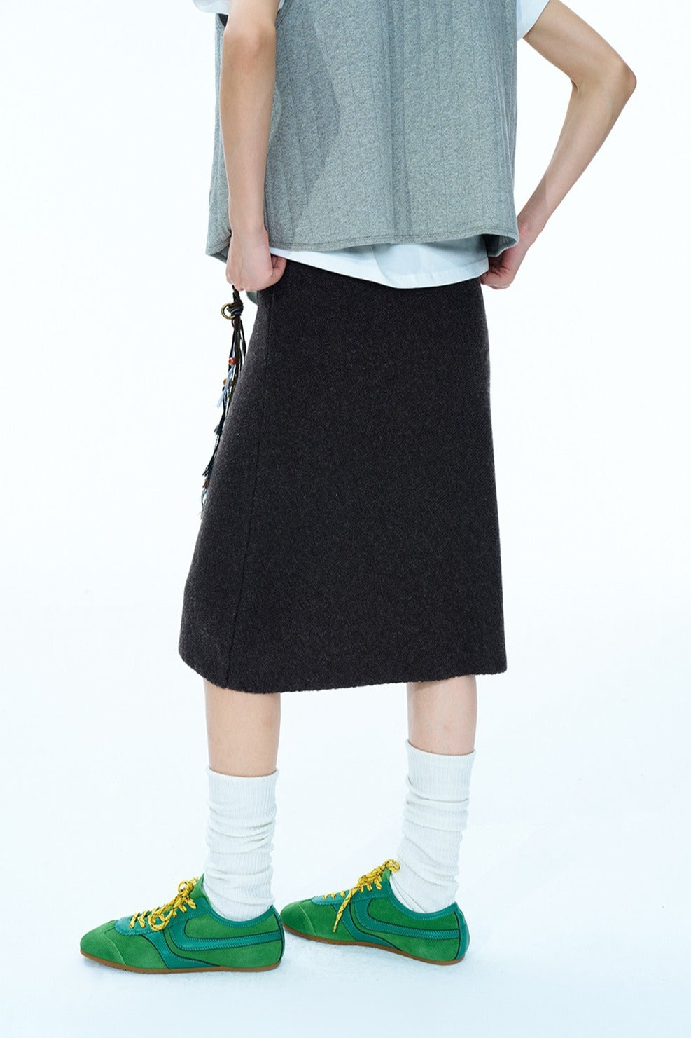 100% wool A-line straight skirt | 3 color