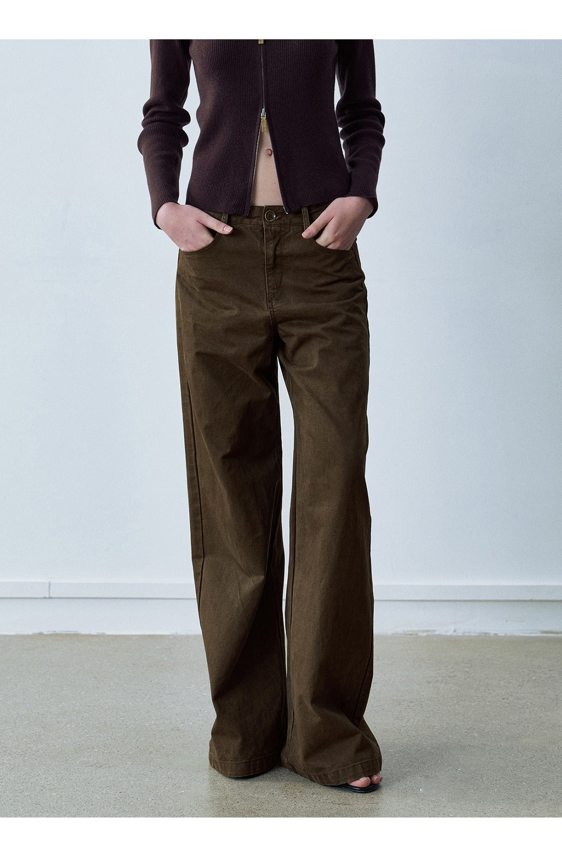 100% cotton straight-leg trousers | 2 color