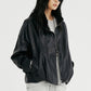 Matte-finish cropped PU jacket | 2 color